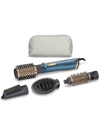 BaByliss Air Styler Pro 1000, 38mm Thermal Brush With 2, 2m Swivel Cord, Rotating 50mm Soft Bristle Brush With 2 Heats Plus A Cool Setting lightweight Designs, AS965SDE (Blue) (UAE Version)